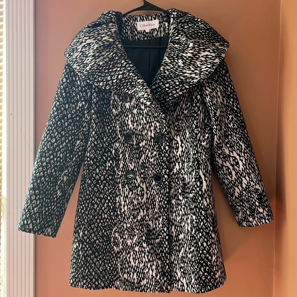 Calvin Klein medium length wool jacket with extra big neck - Size 6 - Picture 2 of 9